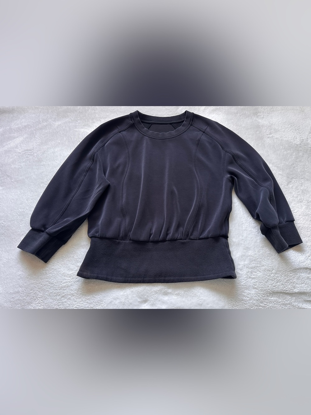 lululemon athletica Black softsteme ribbed hem 3/4 sleeve top size 6